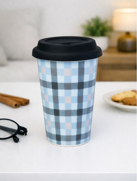 Plaid Fine Porcelain Coffee Mug With Gift Box